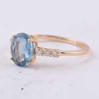 1.23 Ct Oval Natural Aquamarine 14K Gold Ring