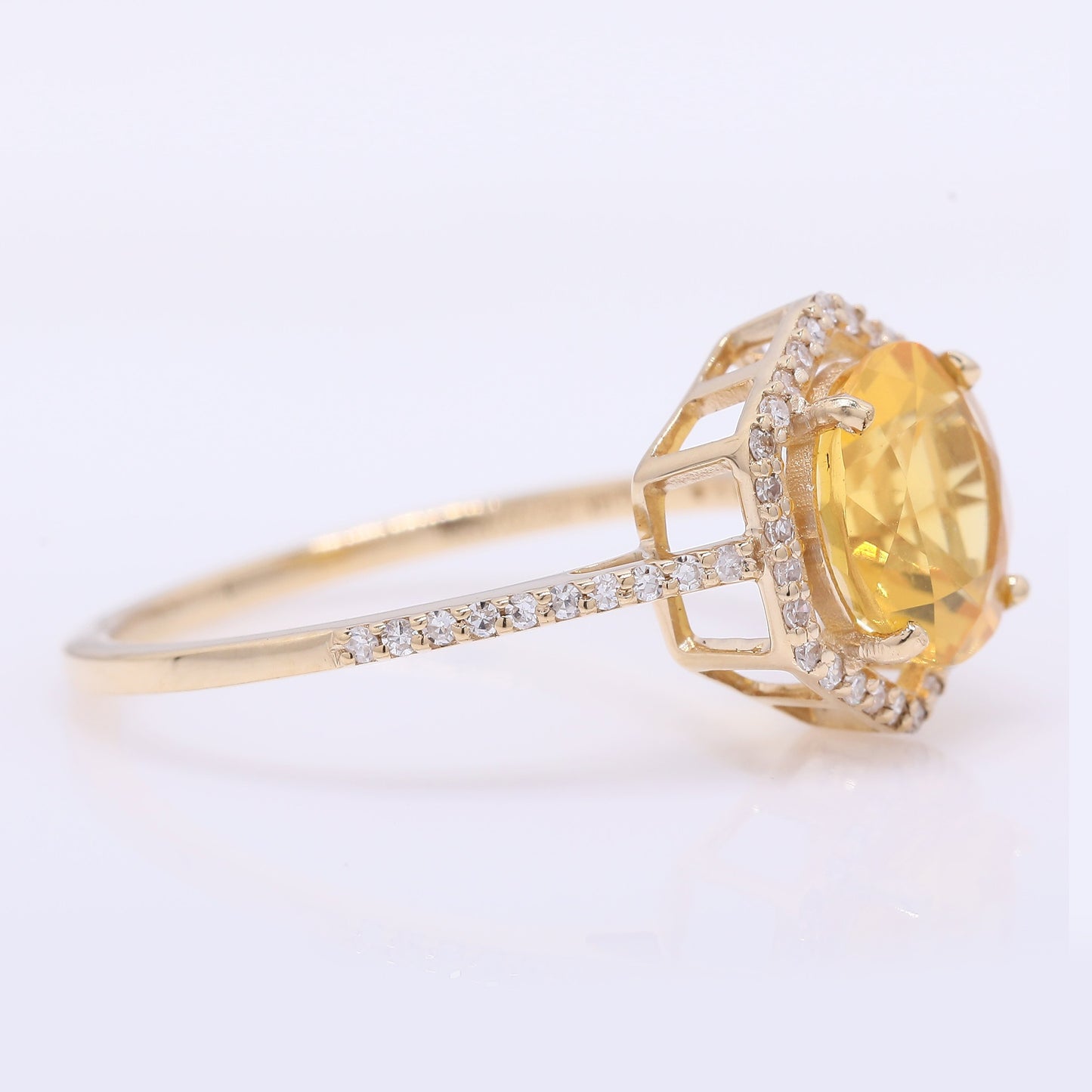 1.37 Ct Round Mixed Cut Natural Fire Opal 14K Gold Ring