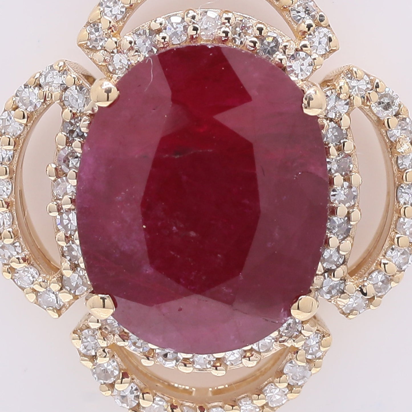 3.77 Ct Oval Mixed Cut Natural Ruby 14K Gold Pendant