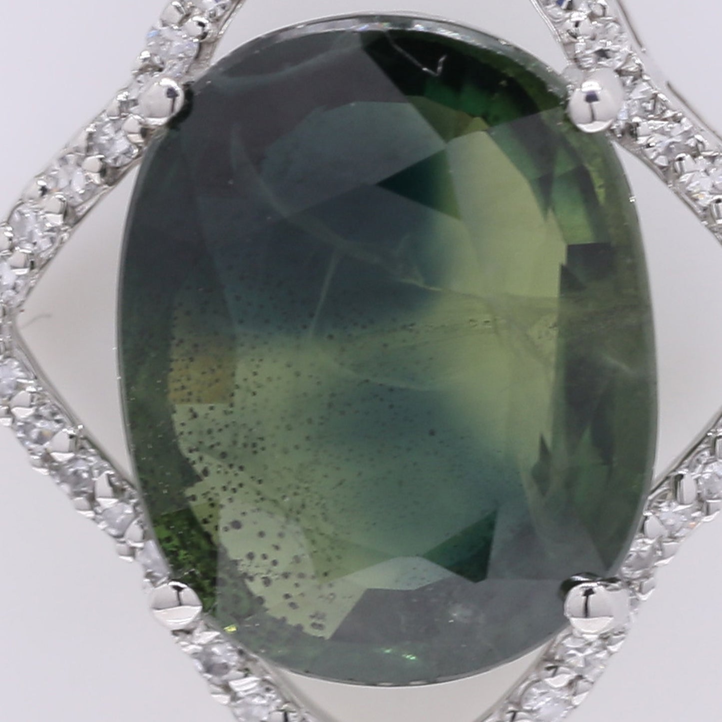 5.00 Ct Cushion Mixed Cut Natural Green Sapphire 950 Platinum Pendant