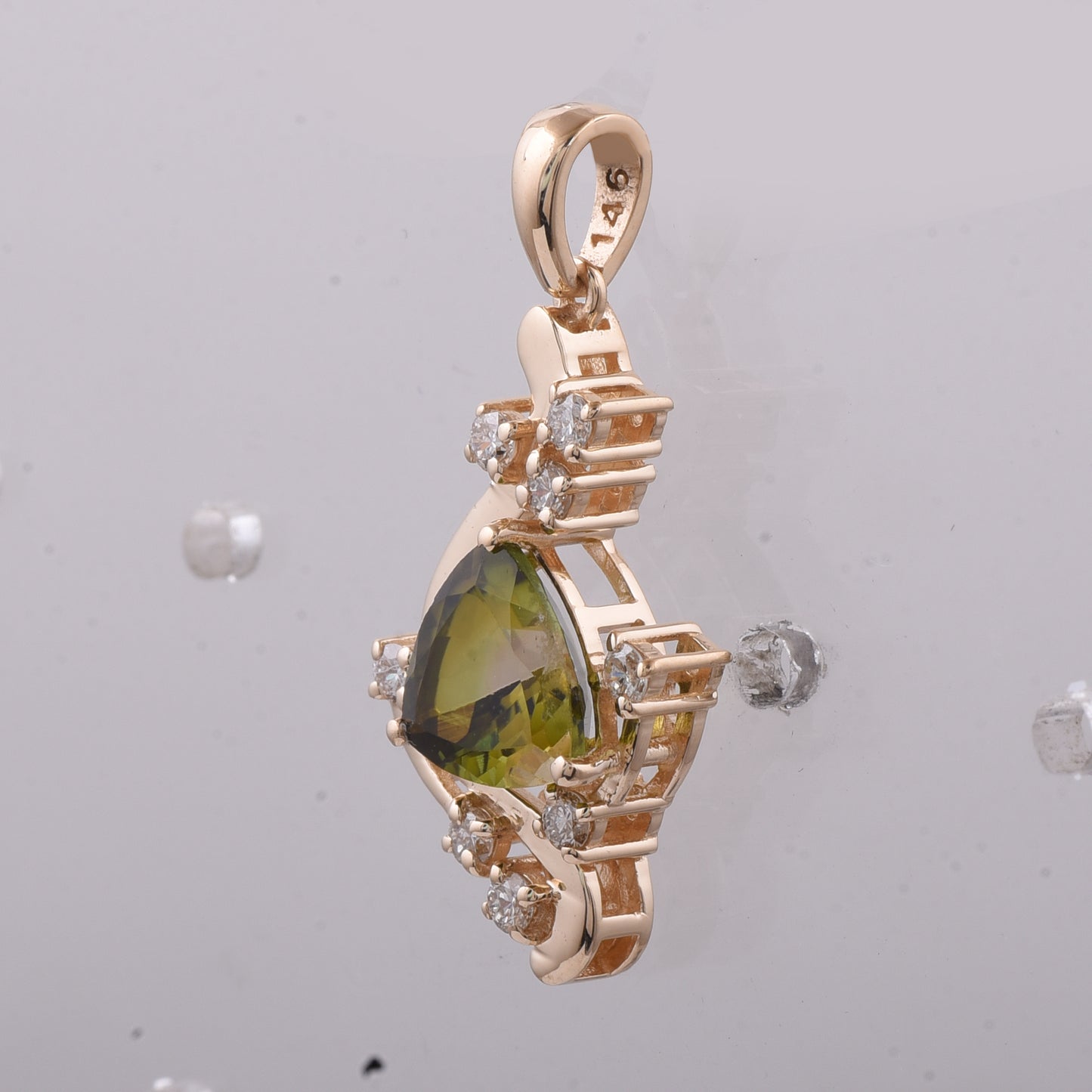 1.51 Ct Triangle Natural Tourmaline 14K Gold Pendant