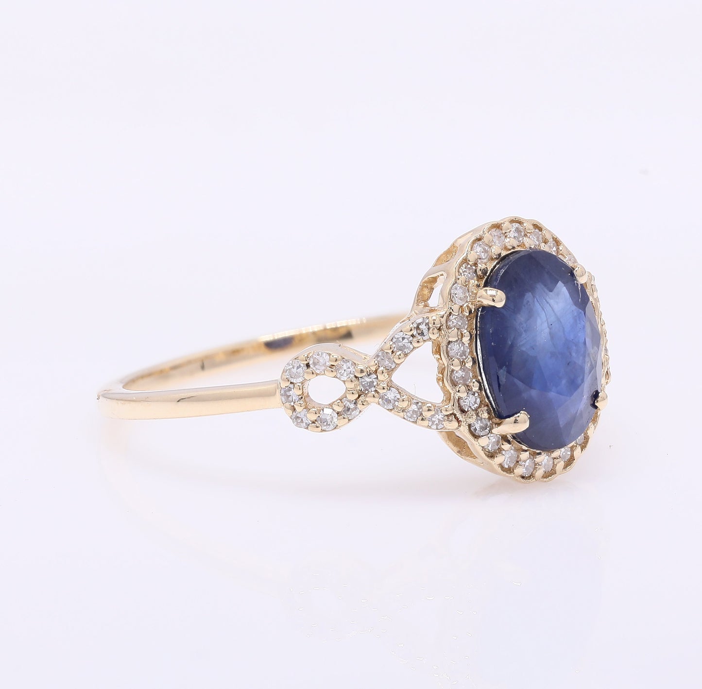 1.79 Ct Oval Mixed Cut Natural Sapphire 14K Gold Ring