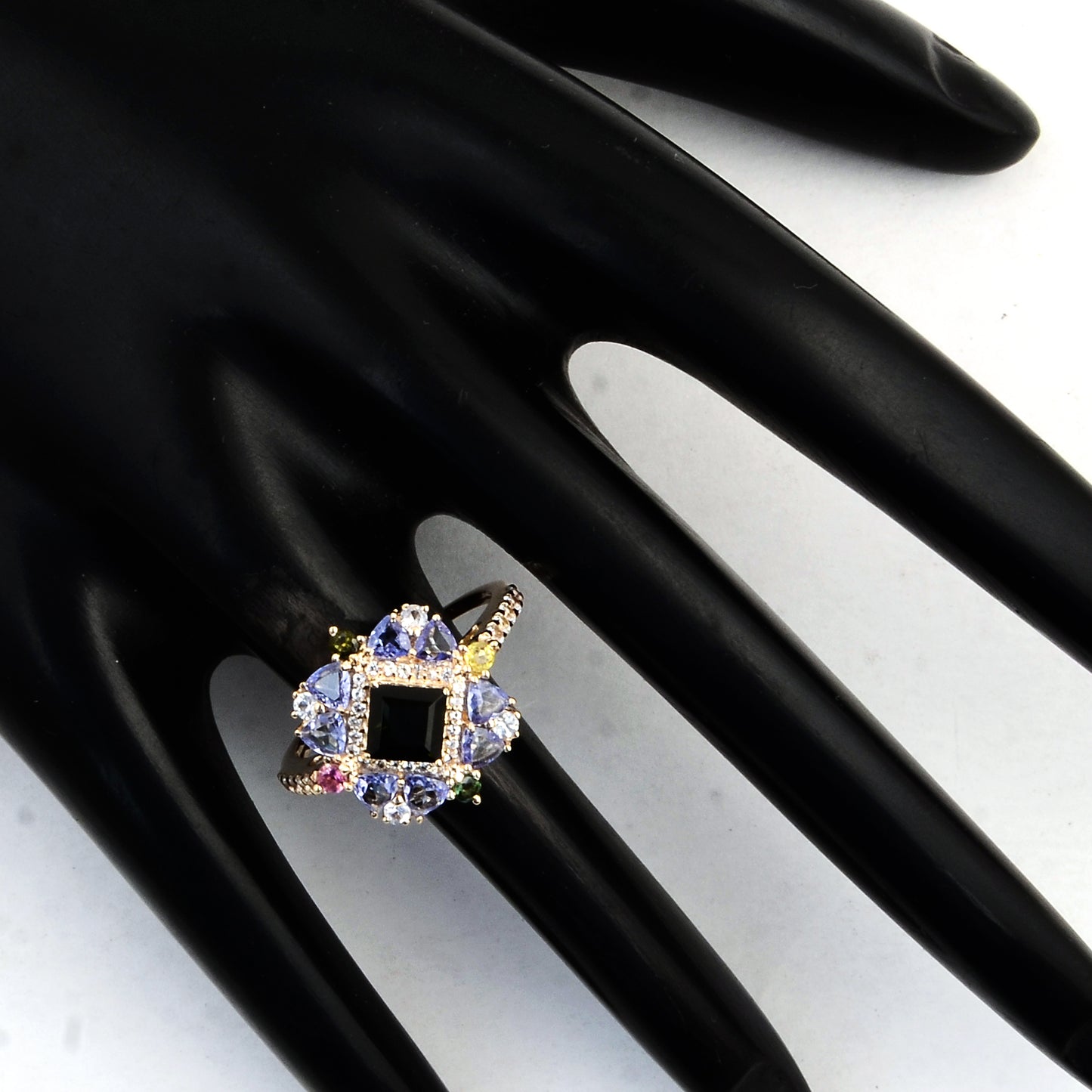 2.11 Ct Square Multi Tourmaline 14K Gold Ring