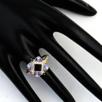 2.11 Ct Square Multi Tourmaline 14K Gold Ring