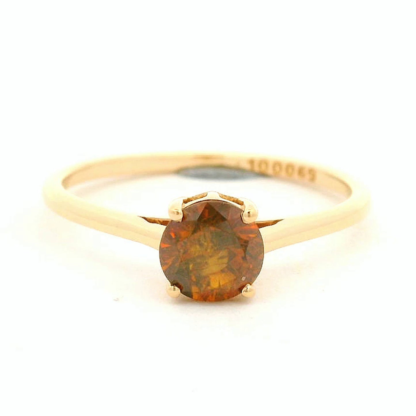 0.67 Ct Round Red Diamond 14K Gold Ring