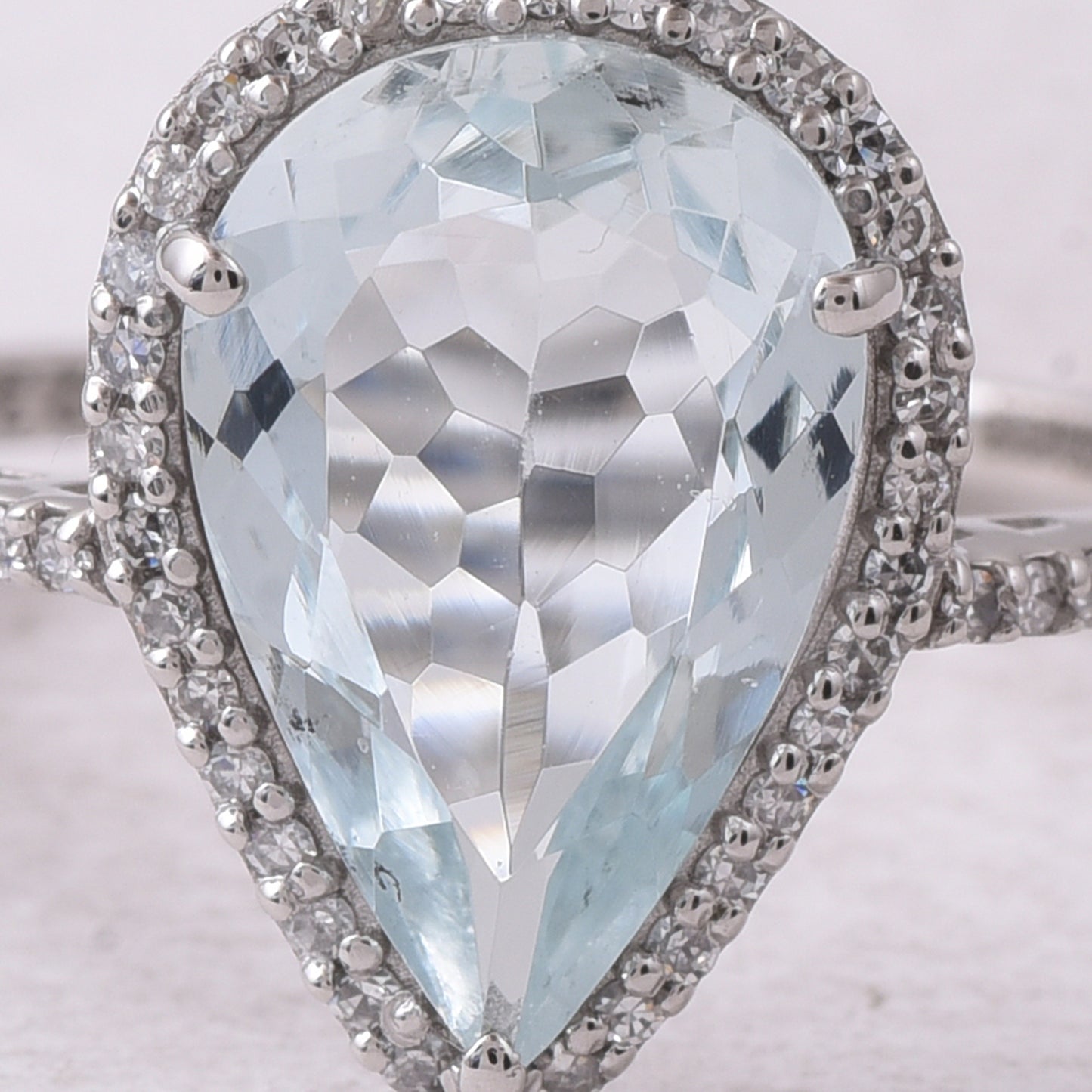 2.32 Ct Pear Mixed Cut Natural Aquamarine 950 Platinum Ring