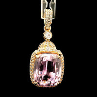 6.31 Ct Cushion Kunzite 14K Gold Pendant