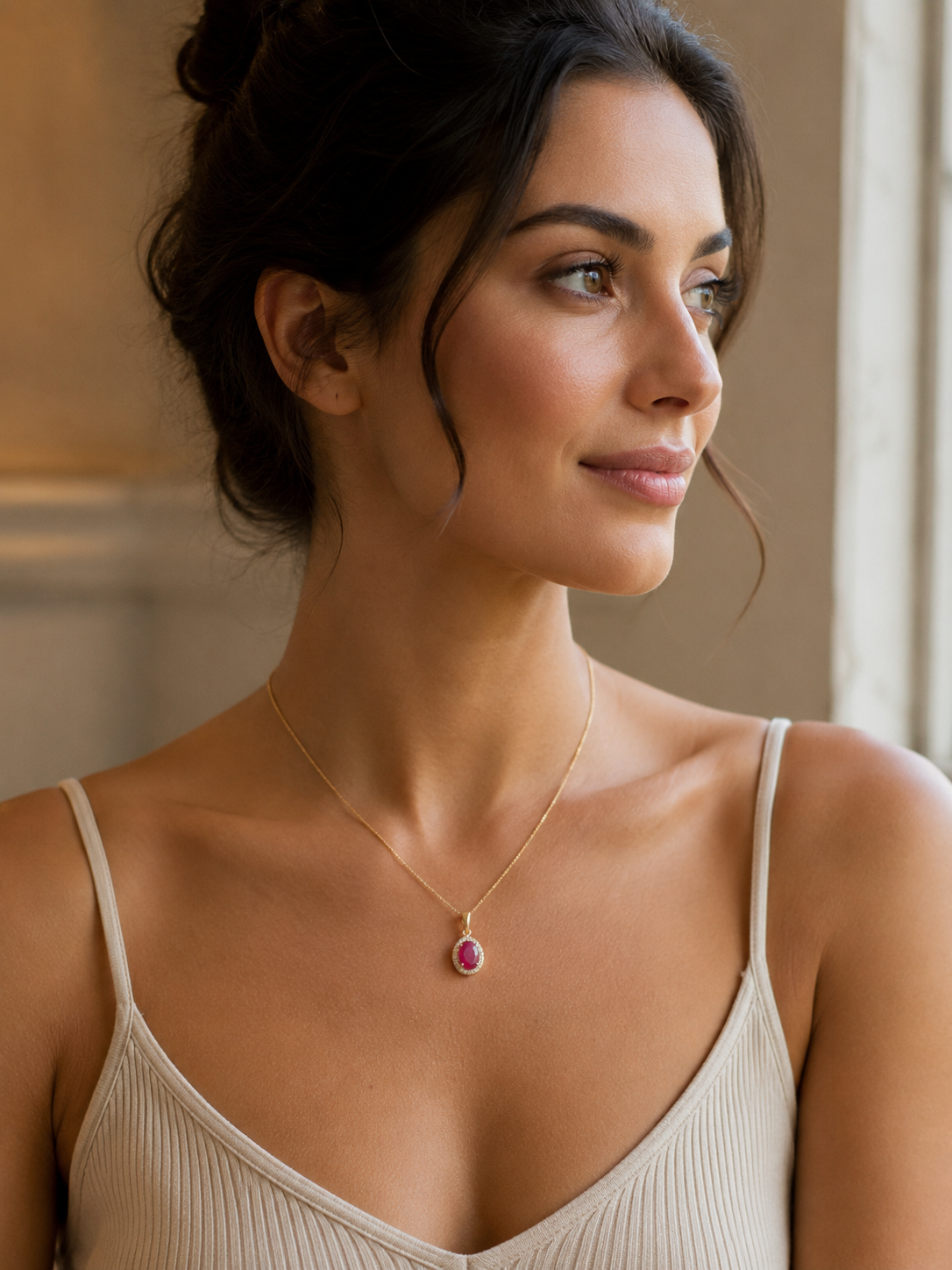 2.90 Ct Oval Ruby 9K Gold Pendant
