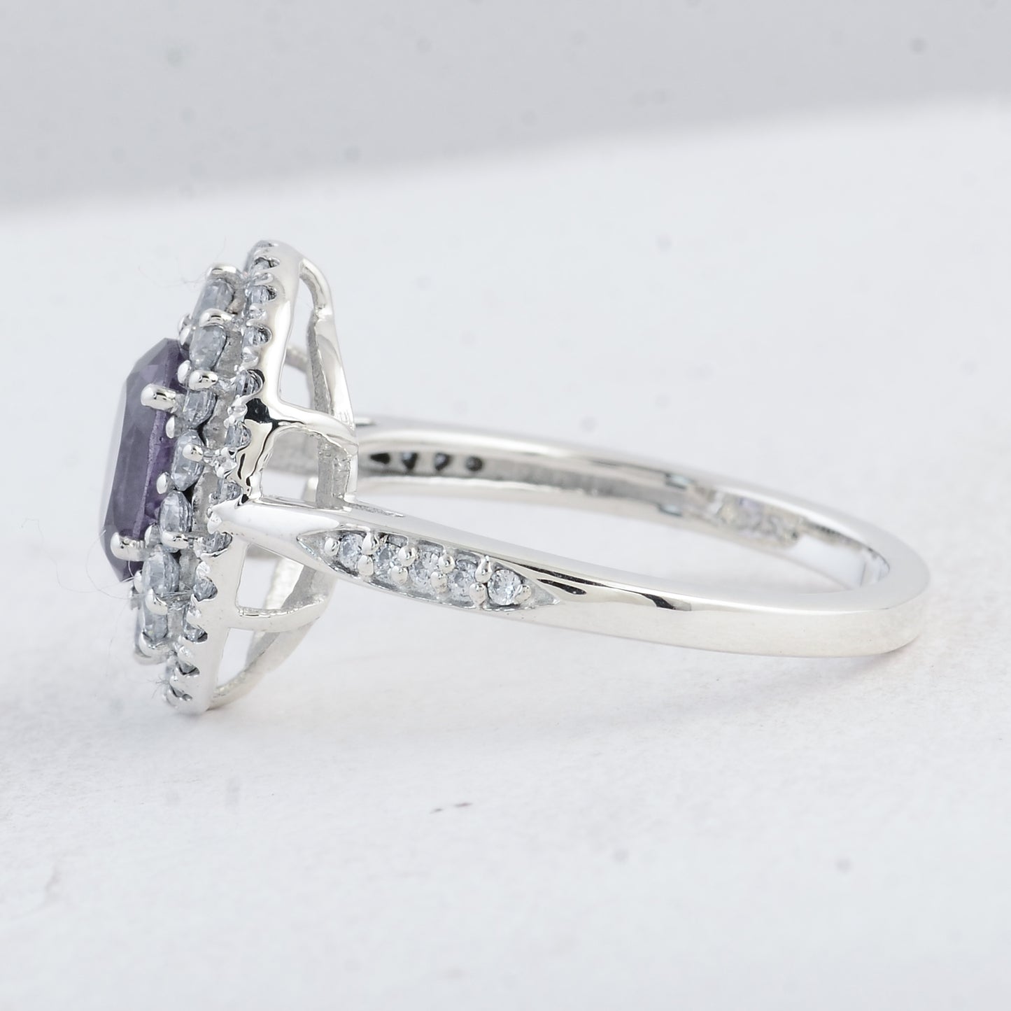 2.82 Ct Oval Amethyst, Cubic Zirconia 925 Sterling Silver Ring