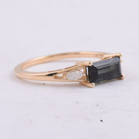 1.13 Ct Rectangle Step Cut Natural Tourmaline 14K Gold Ring