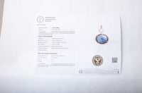 12.04 Ct Round Cabochon Natural Corundum Sapphire 14K Gold Pendant