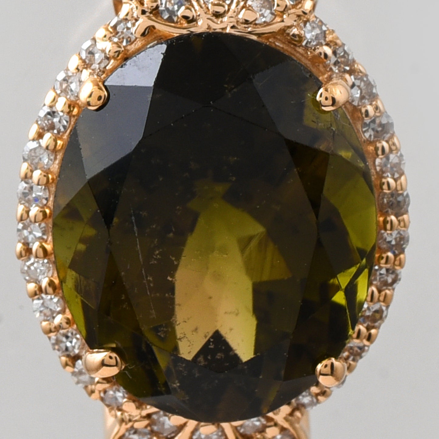 3.94 Ct Oval Mixed Cut Natural Tourmaline 14K Gold Pendant