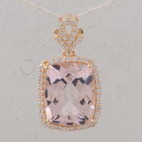 3.55 Ct Cushion Morganite 9K Gold Pendant