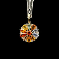 2.35 Ct Pear Multi Sapphire 14K Gold Pendant