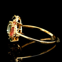 1.13 Ct Square Multi Tourmaline 14K Gold Ring