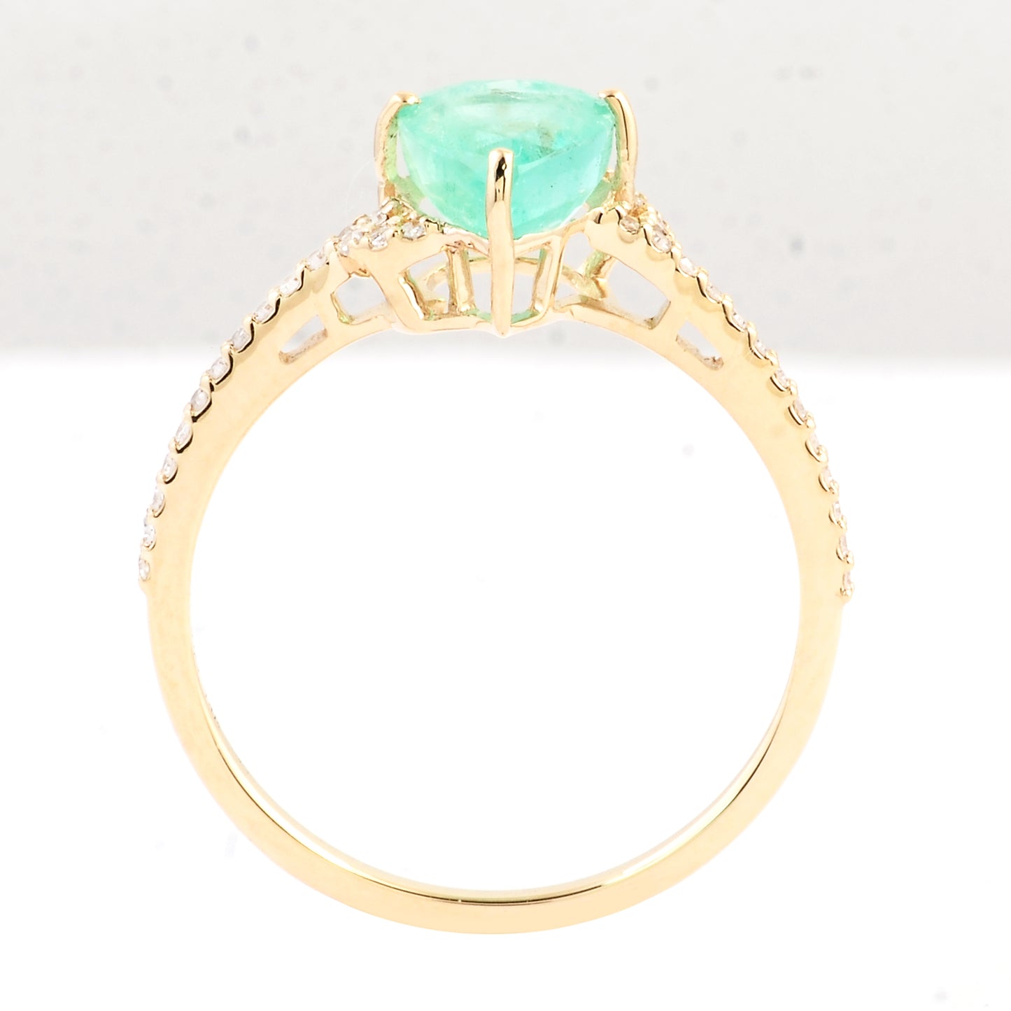 1.49 Ct Pear Mixed Cut Natural Beryl Emerald 14K Gold Ring