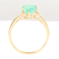 1.49 Ct Pear Mixed Cut Natural Beryl Emerald 14K Gold Ring
