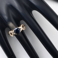 1.64 Ct Cushion Mixed Cut Natural Sapphire 14K Gold Ring