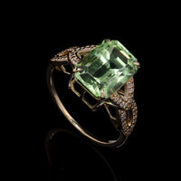 4.95 Ct Pear Mixed Cut Natural Peridot 14K Gold Ring