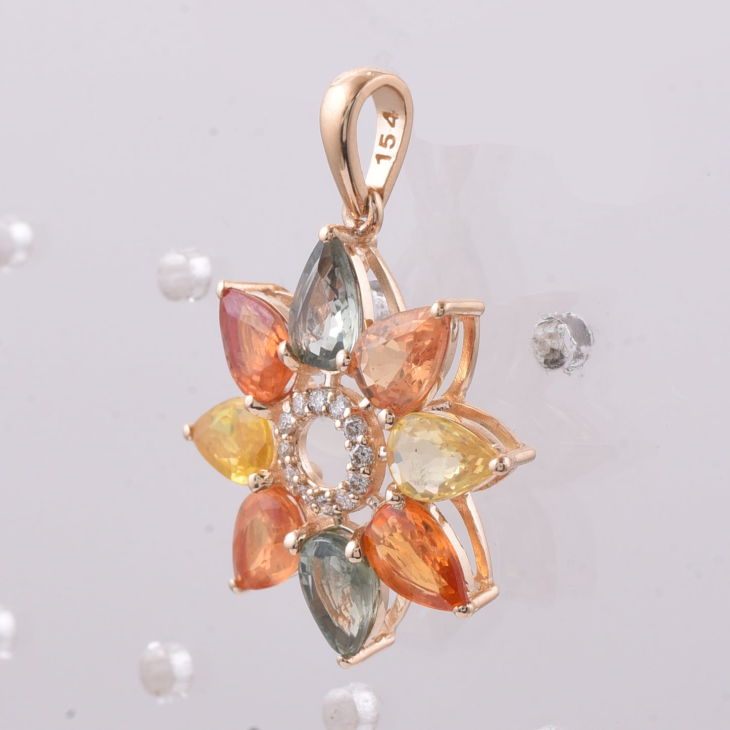 3.83 Ct Pear Natural Multi-Coloured Sapphire 14K Gold Pendant