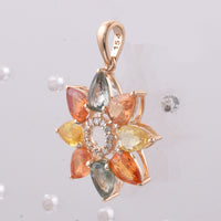 3.83 Ct Pear Natural Multi-Coloured Sapphire 14K Gold Pendant