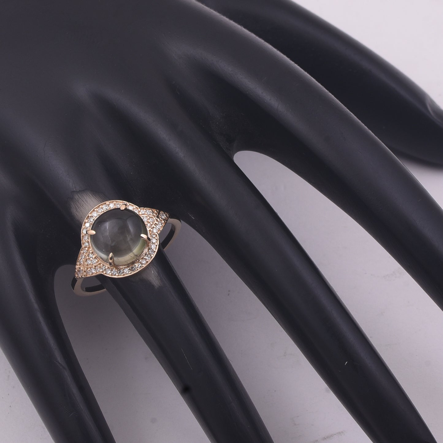 3.42 Ct Round Cabochon Cut Natural Tourmaline 14K Gold Ring