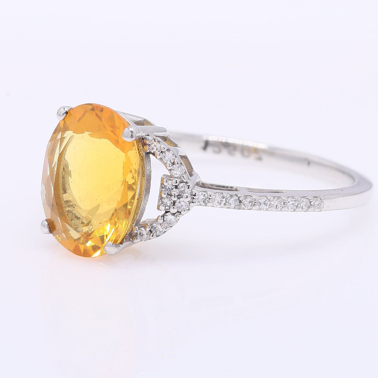 1.78 Ct Oval Mixed Cut Natural Fire Opal 950 Platinum Ring