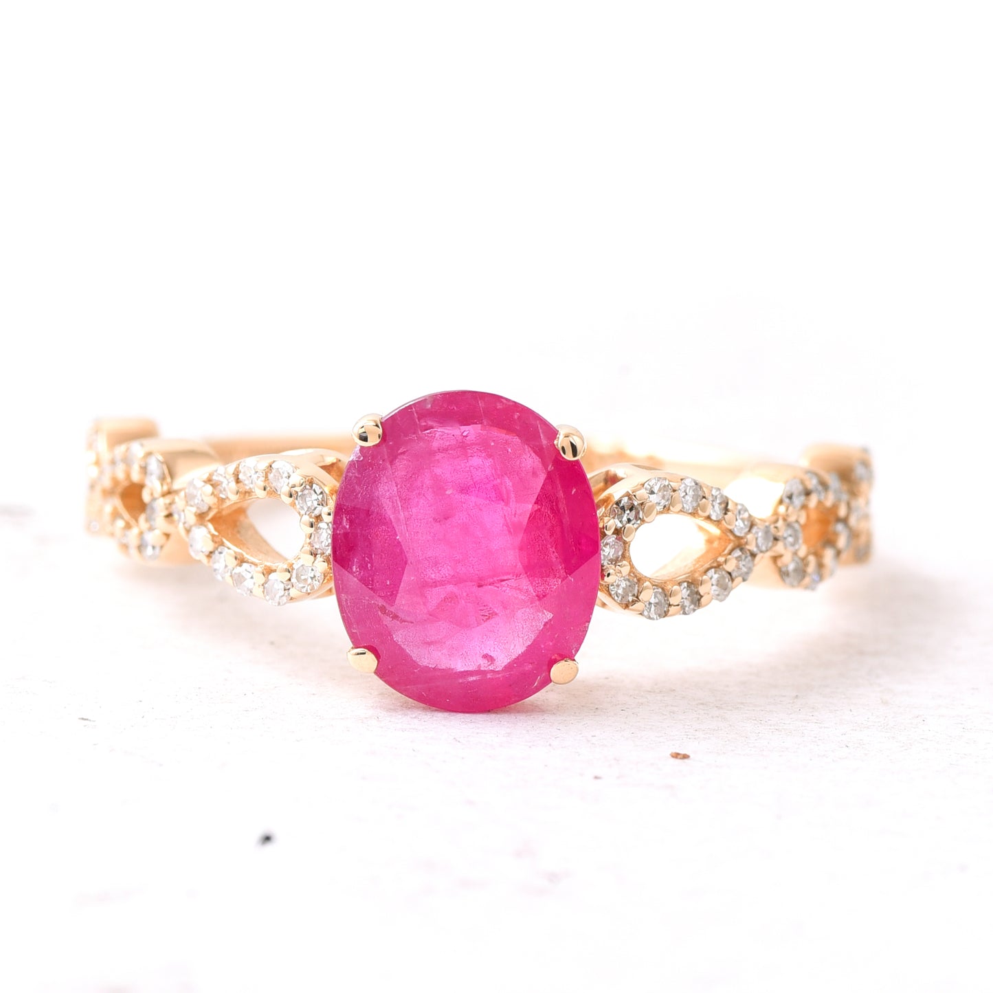 1.73 Ct Oval Mixed Cut Natural Ruby 14K Gold Ring