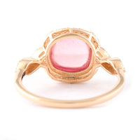 3.38 Ct Cushion Cabochon Cut Natural Pink Tourmaline 14K Gold Ring