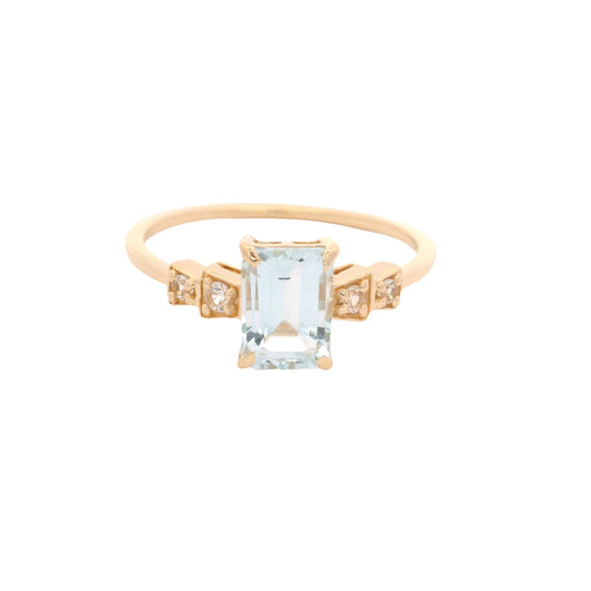 1.19 Ct Octagon Aquamarine 14K Gold Ring