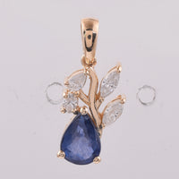 1.31 Ct Pear Natural Sapphire 14K Gold Pendant