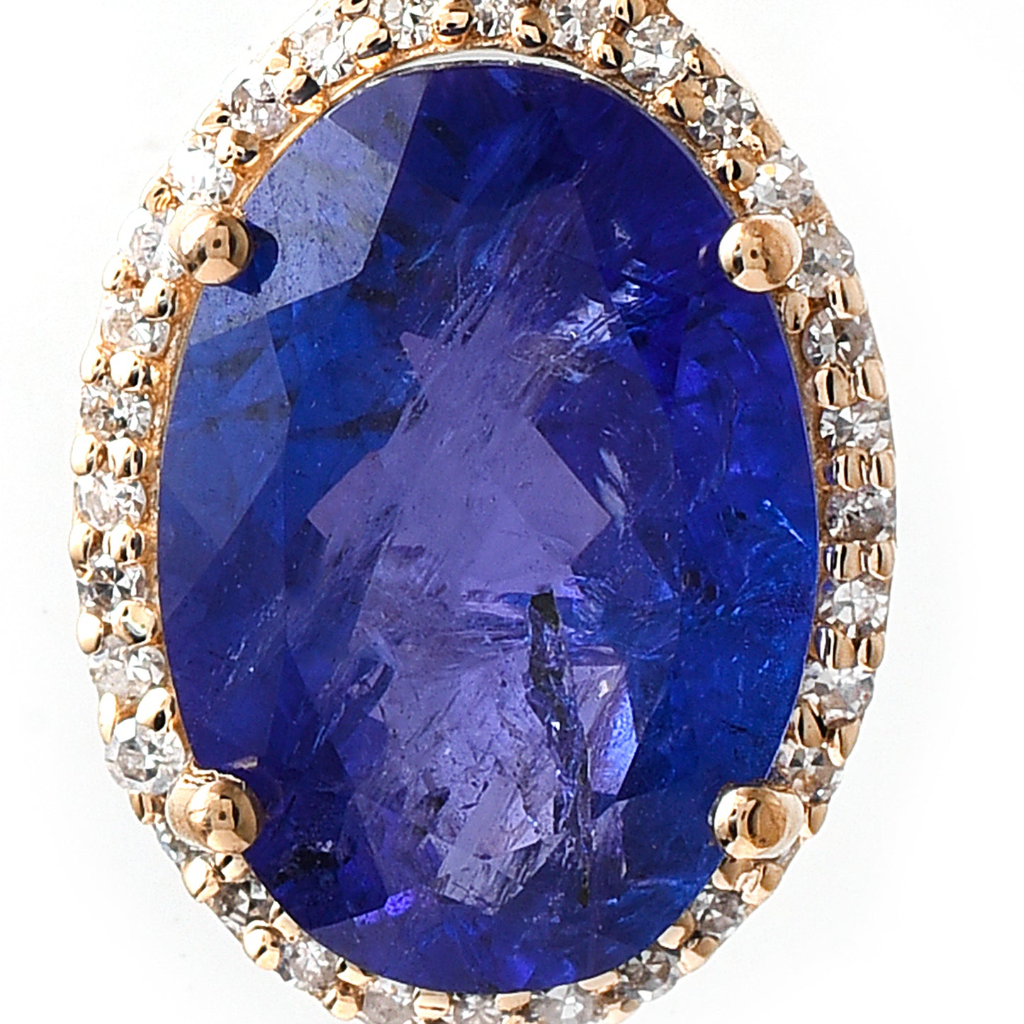3.15 Ct Oval Mixed Cut Natural Tanzanite 14K Gold Pendant