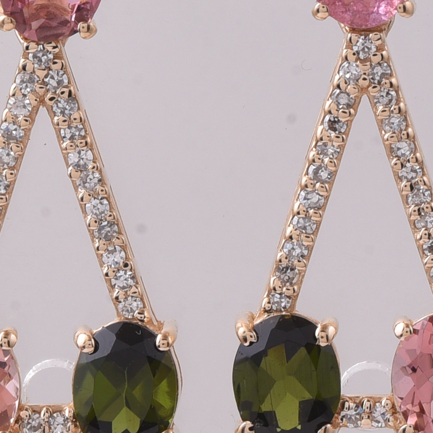 2.05 Ct Oval Mixed Cut Natural Multi-Coloured Tourmaline 14K Gold Earrings