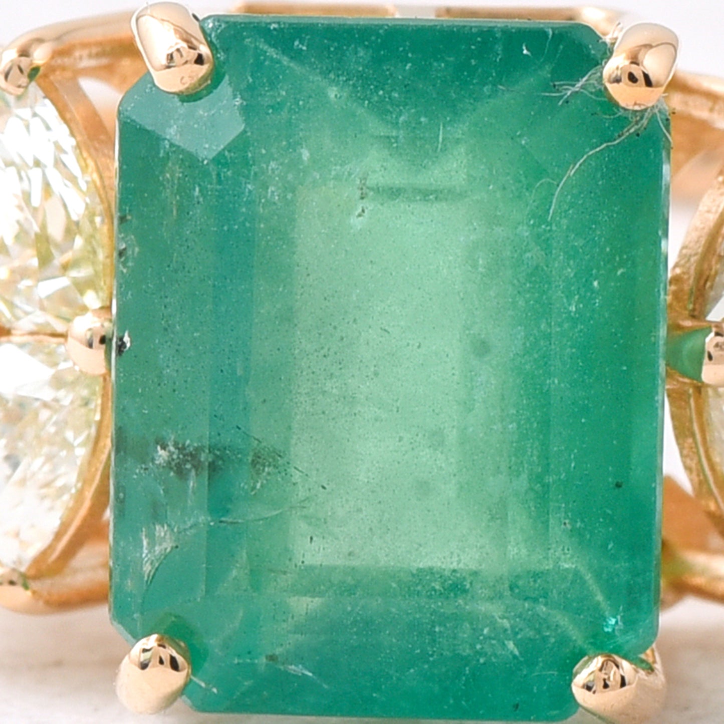 3.25 Ct Octagon Step Cut Natural Emerald 14K Gold Ring