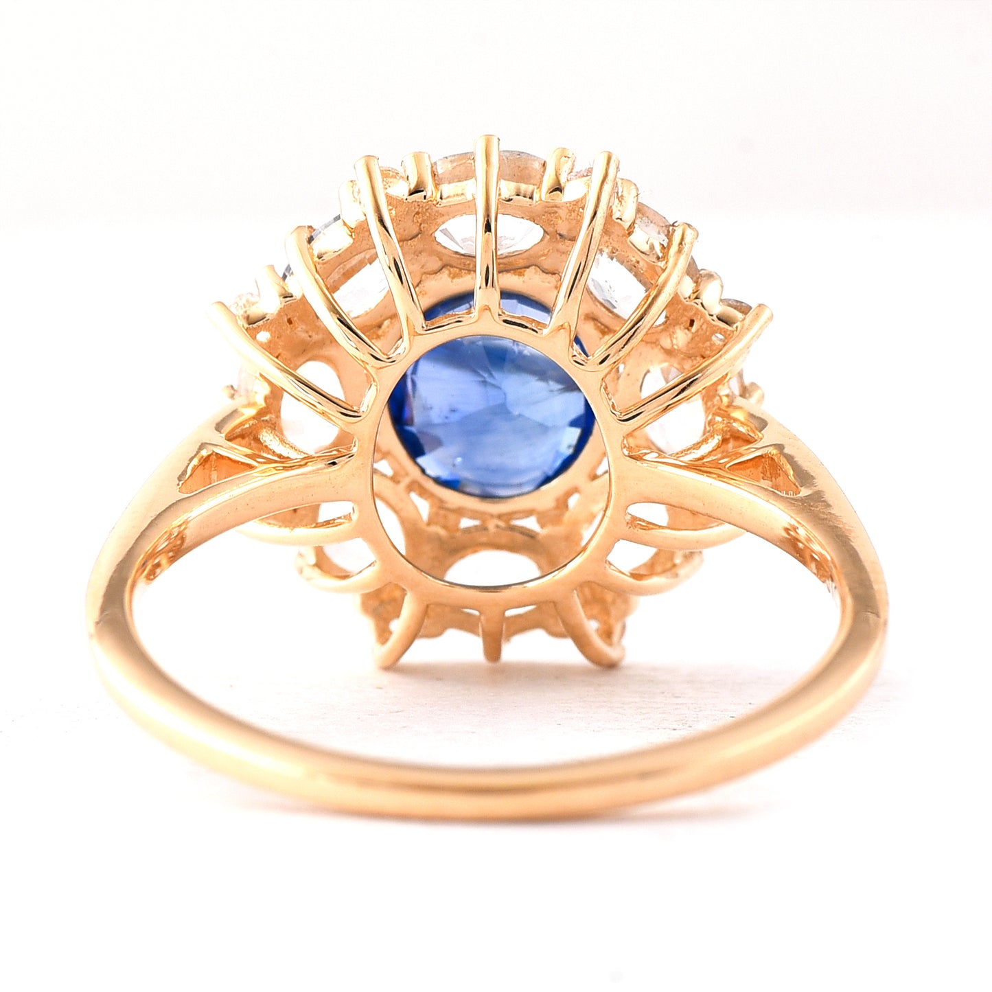 3.23 Ct Oval Mixed Cut Natural Sapphire 14K Gold Ring