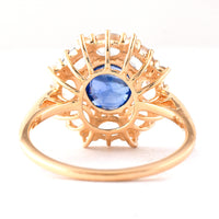 3.23 Ct Oval Mixed Cut Natural Sapphire 14K Gold Ring