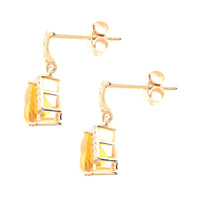 1.53 Ct Triangle Mixed Cut Natural Fire Opal 14K Gold Earrings
