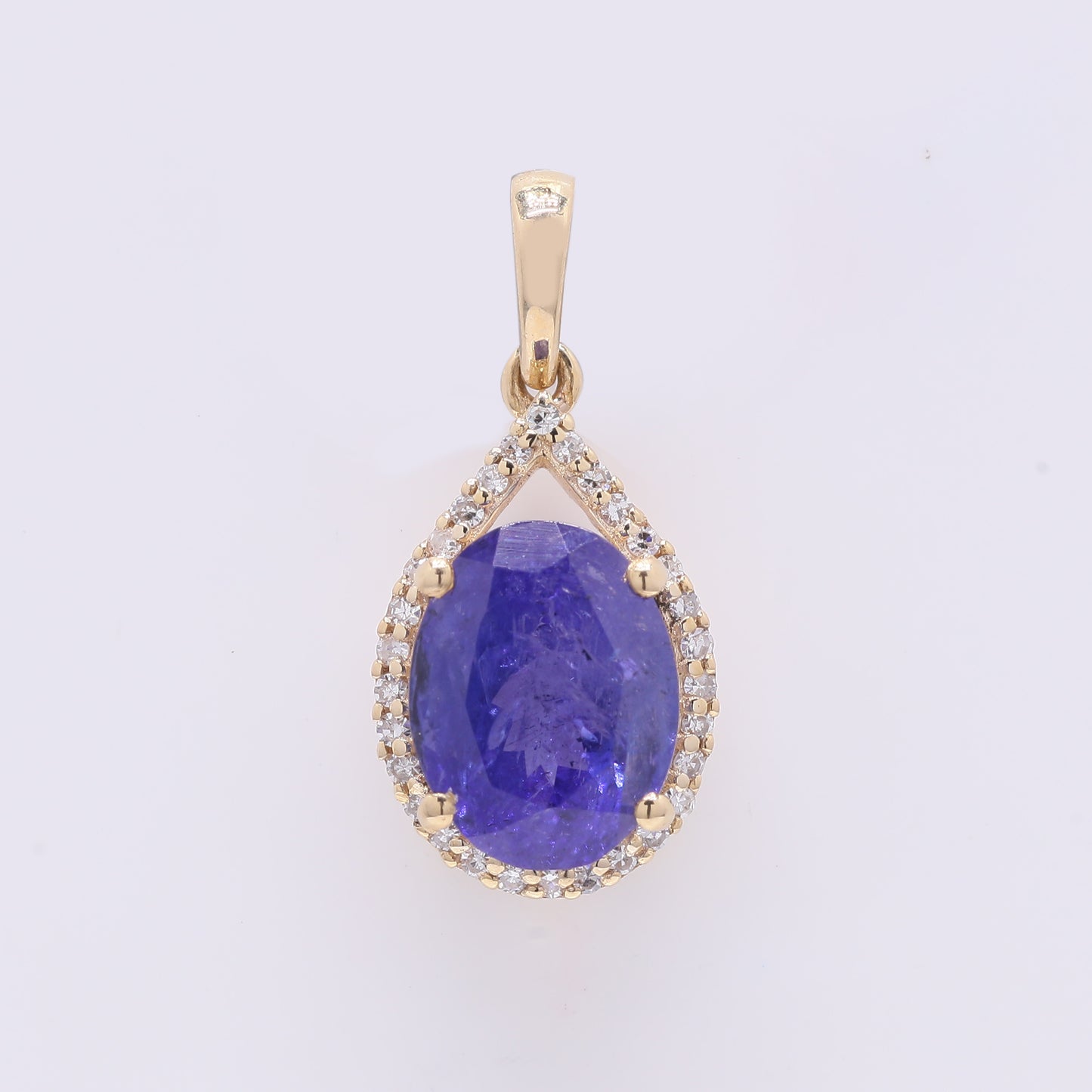 2.64 Ct Oval Mixed Cut Natural Tanzanite 14K Gold Pendant