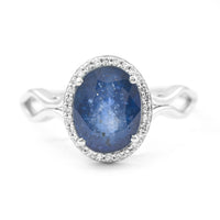 2.42 Ct Oval Mixed Cut Natural Sapphire 950 Platinum Ring