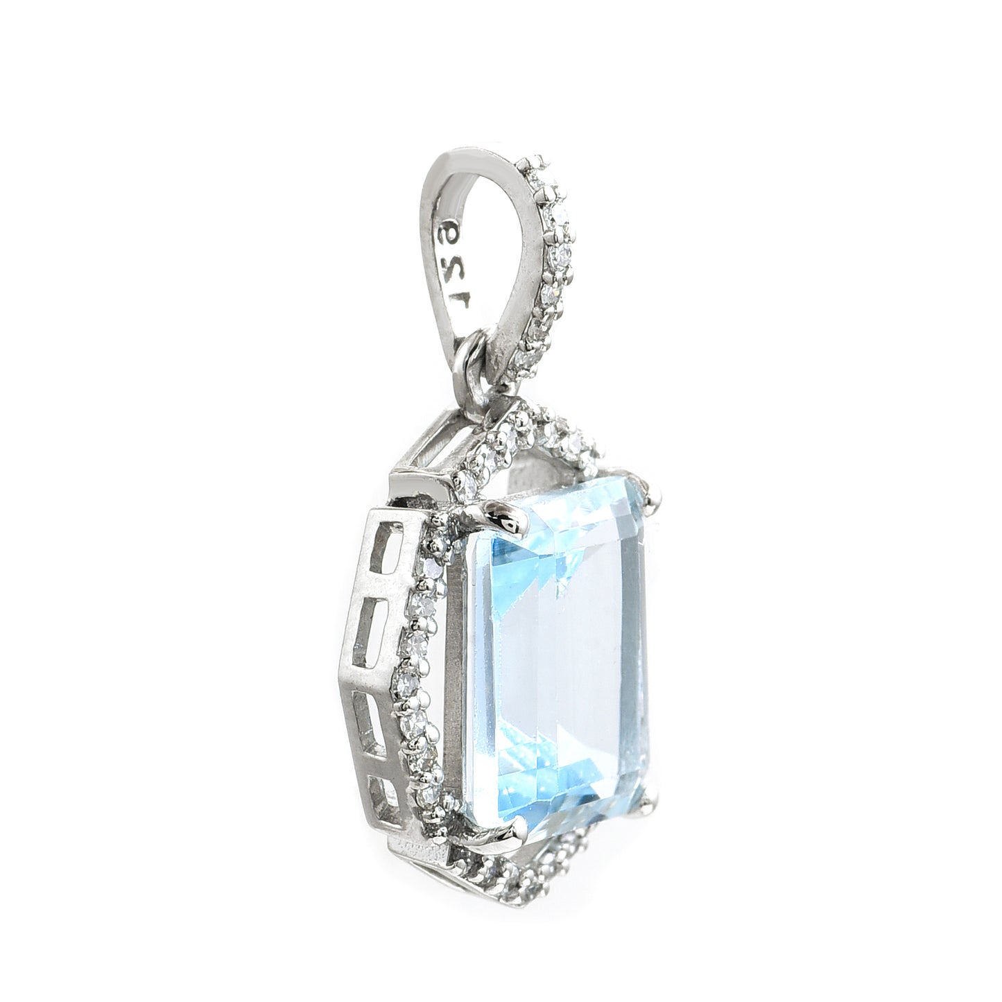 2.04 Ct Octagon Aquamarine 950 Platinum Pendant