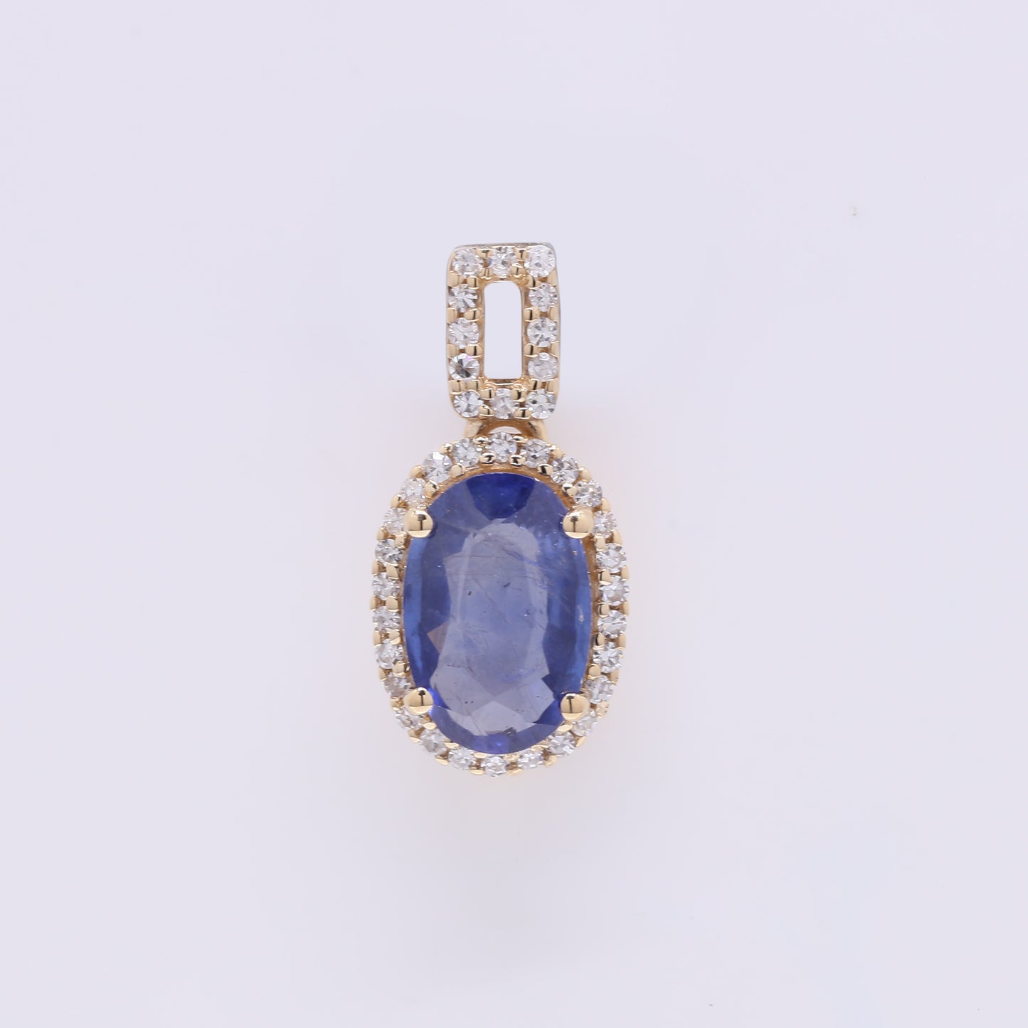 1.44 Ct Oval Mixed Cut Natural Sapphire 14K Gold Pendant