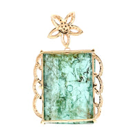 16.56 Ct Fancy Carving Natural Beryl Emerald 14K Gold Pendant