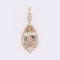 5.61 Ct Pear Mixed Cut Natural Plagioclase Feldspar Sunstone 14K Gold Pendant