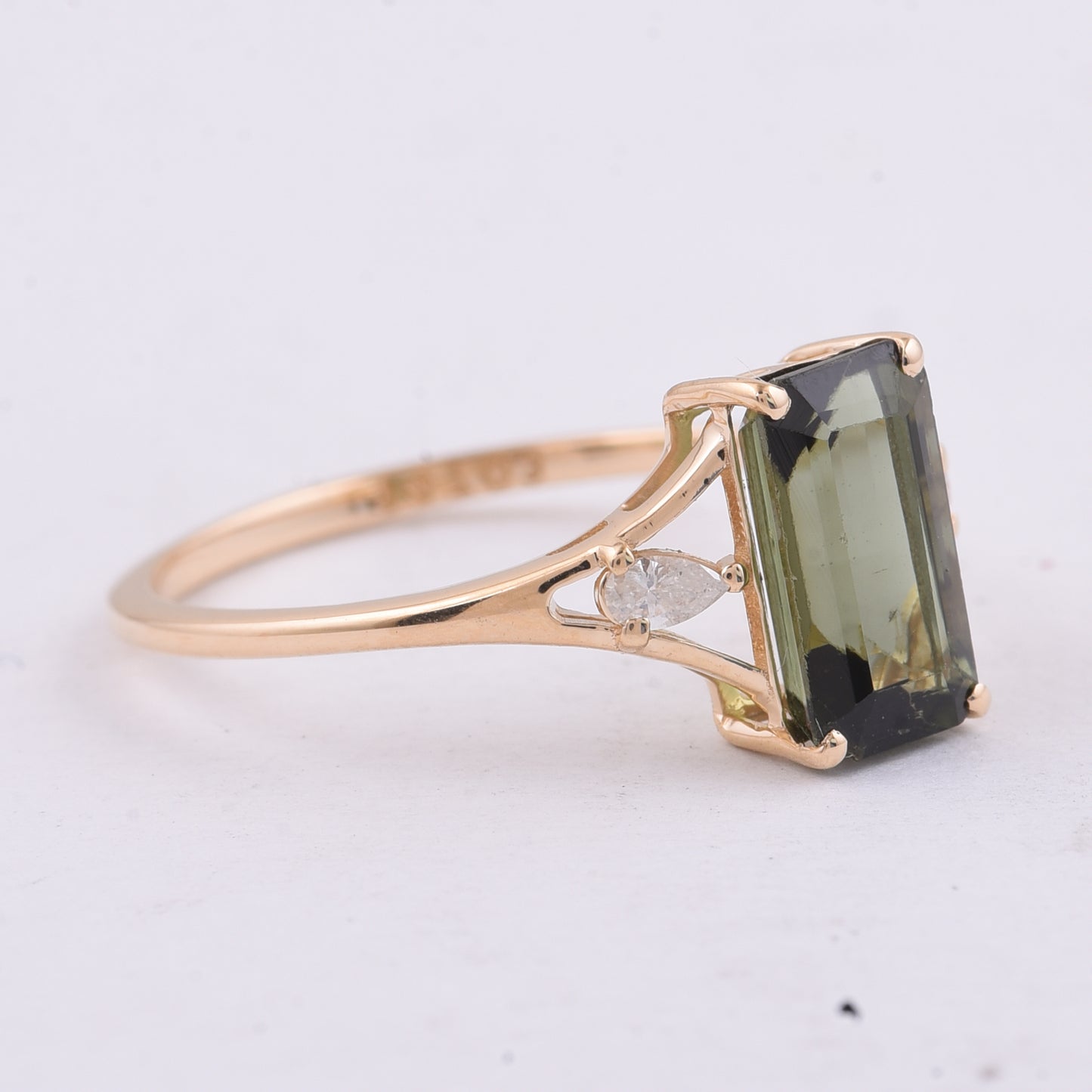 1.75 Ct Octagon Step Cut Natural Tourmaline 14K Gold Ring