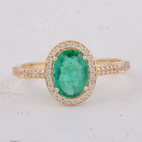 1.08 Ct Oval Emerald 9K Gold Ring