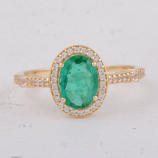 1.08 Ct Oval Emerald 9K Gold Ring