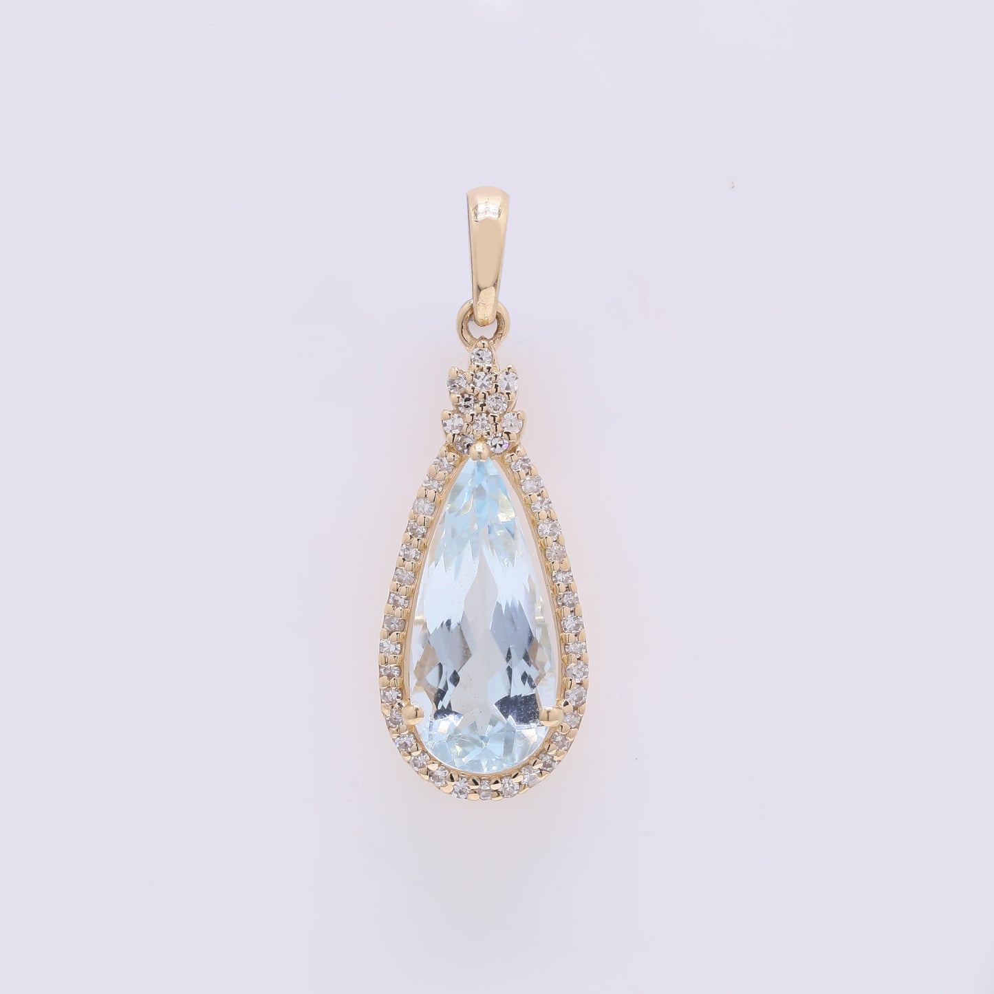 1.93 Ct Pear Mixed Cut Natural Aquamarine 14K Gold Pendant