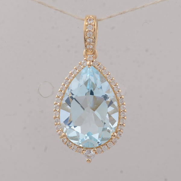 4.11 Ct Pear Aquamarine 9K Gold Pendant
