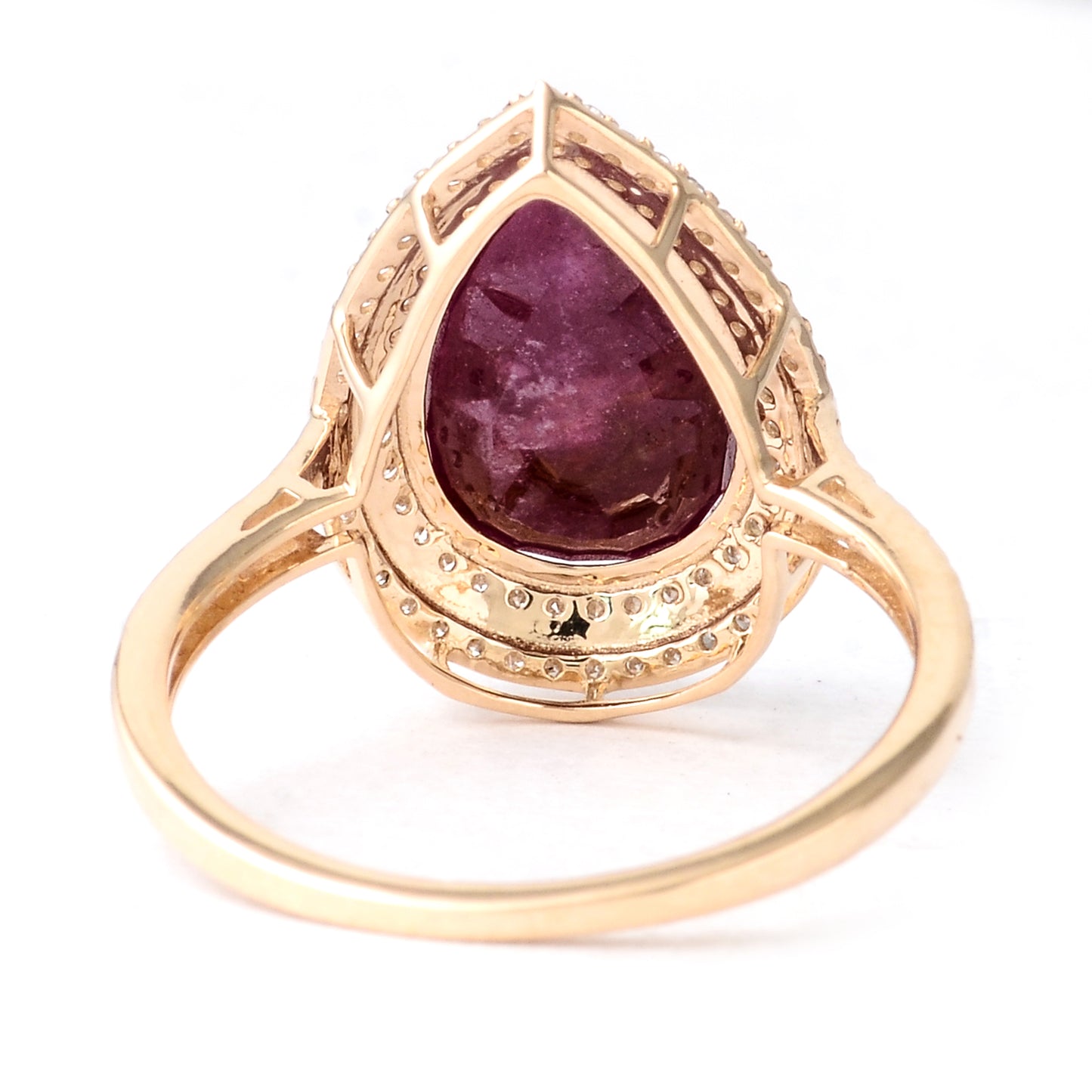 4.13 Ct Pear Mixed Cut Natural Corundum Ruby 14K Gold Ring