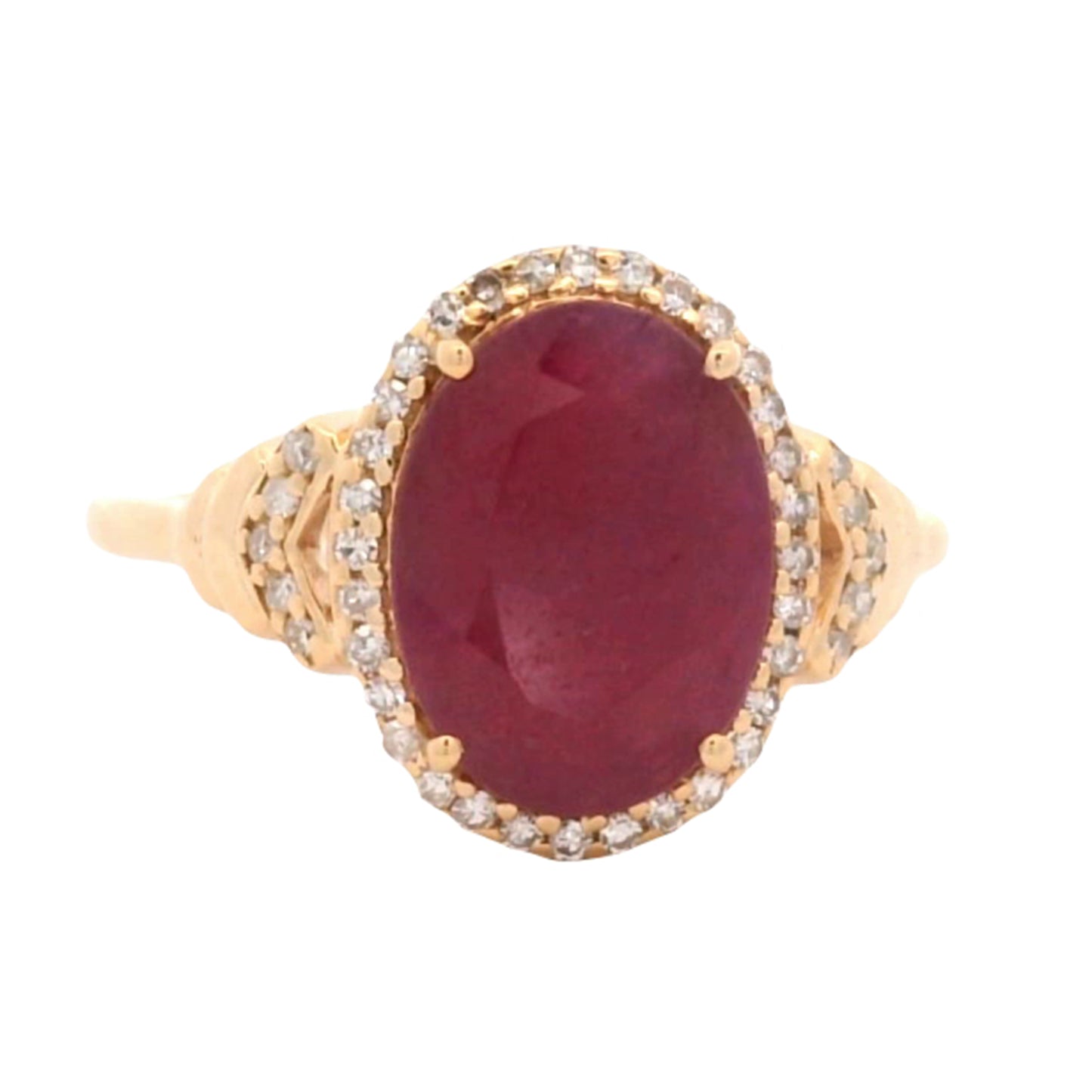 2.74 Ct Oval Mixed Cut Natural Corundum Ruby 14K Gold Ring